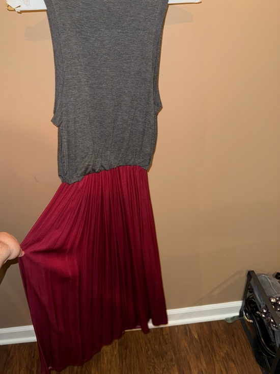 LOFT Dresses & Skirts - LOFT Gray Top with Wine Pleated Bottom Maxi Dress